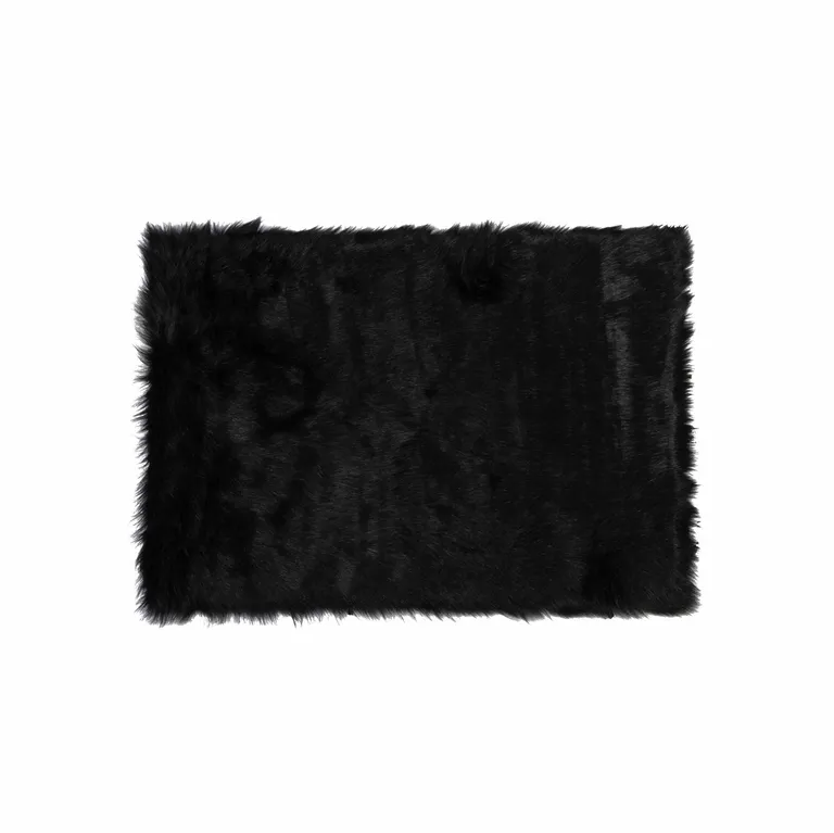 Black Faux Rectangular - Area Rug Photo 4
