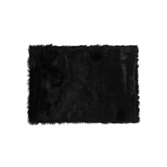 Black Faux Fur Animal Print Area Rug Photo 1