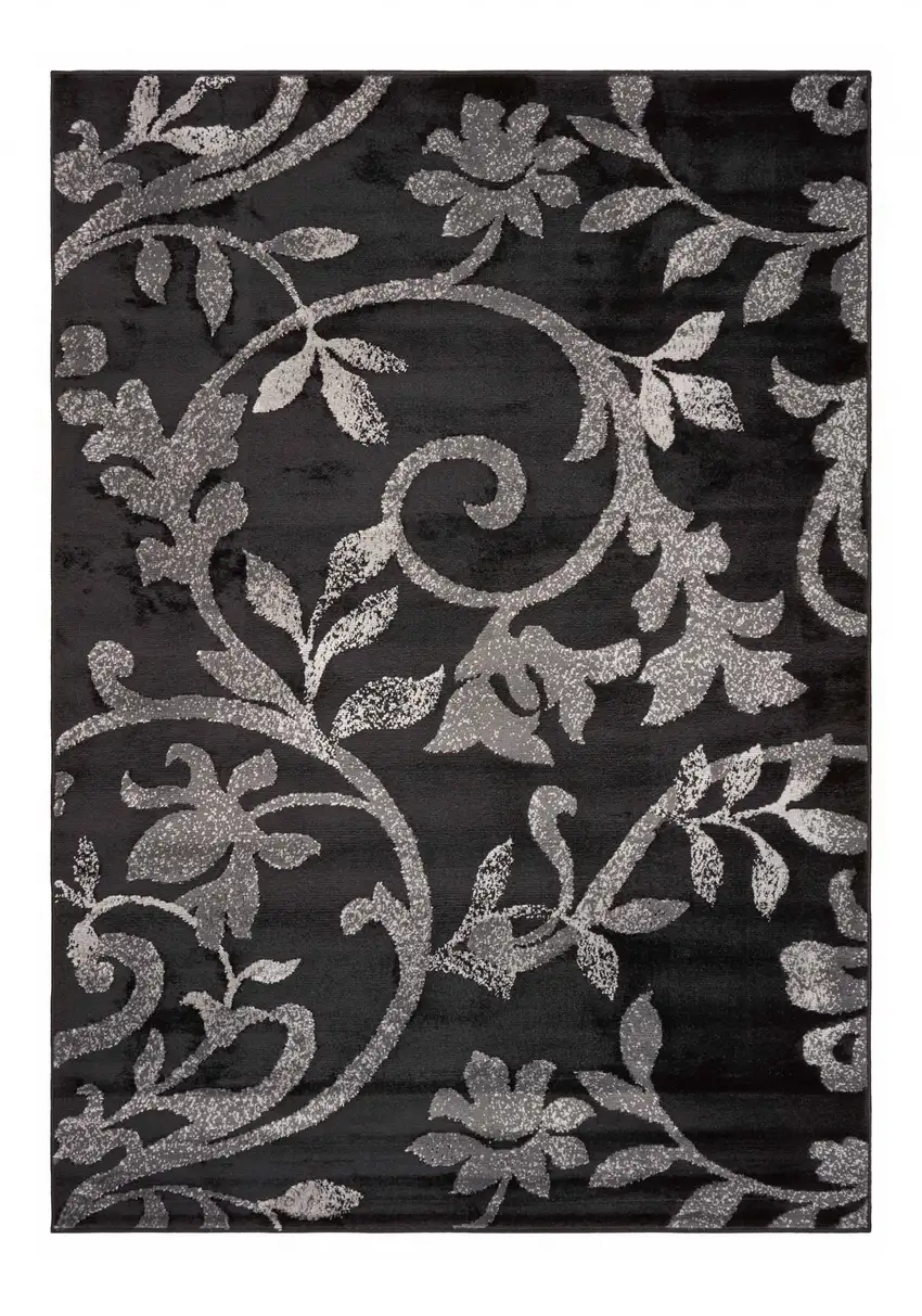 Black Filigree Vines Area Rug Photo 4