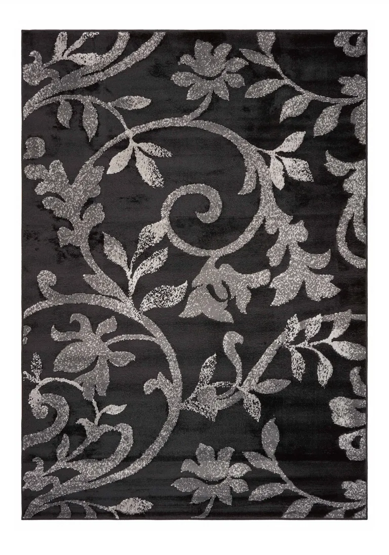 Black Filigree Vines Area Rug Photo 4