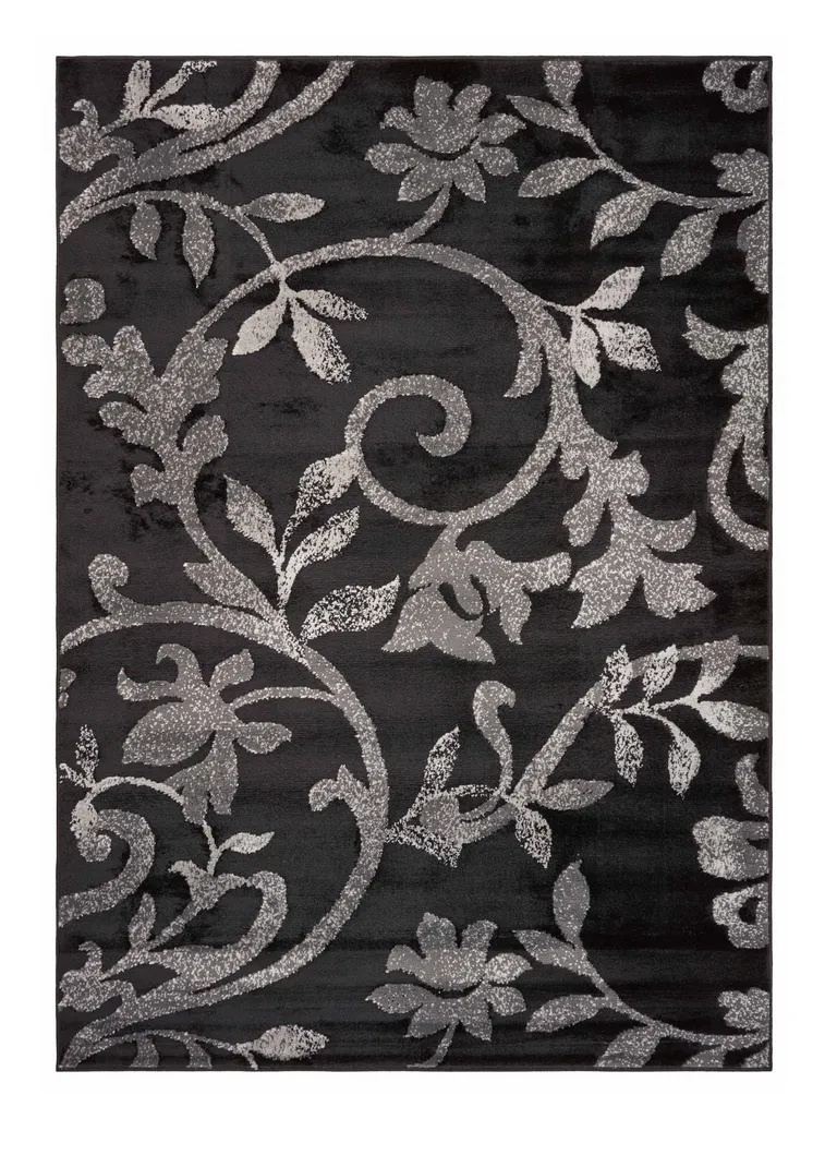 Black Filigree Vines Area Rug Photo 3