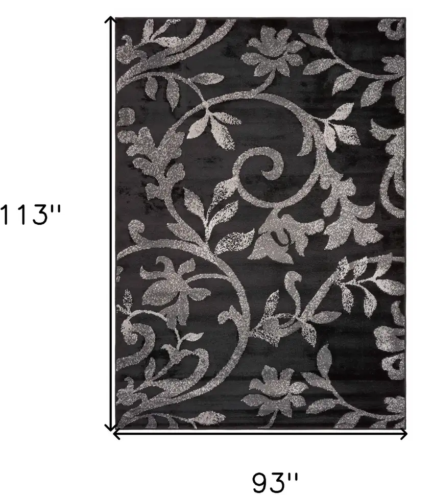 Black Filigree Vines Area Rug Photo 3