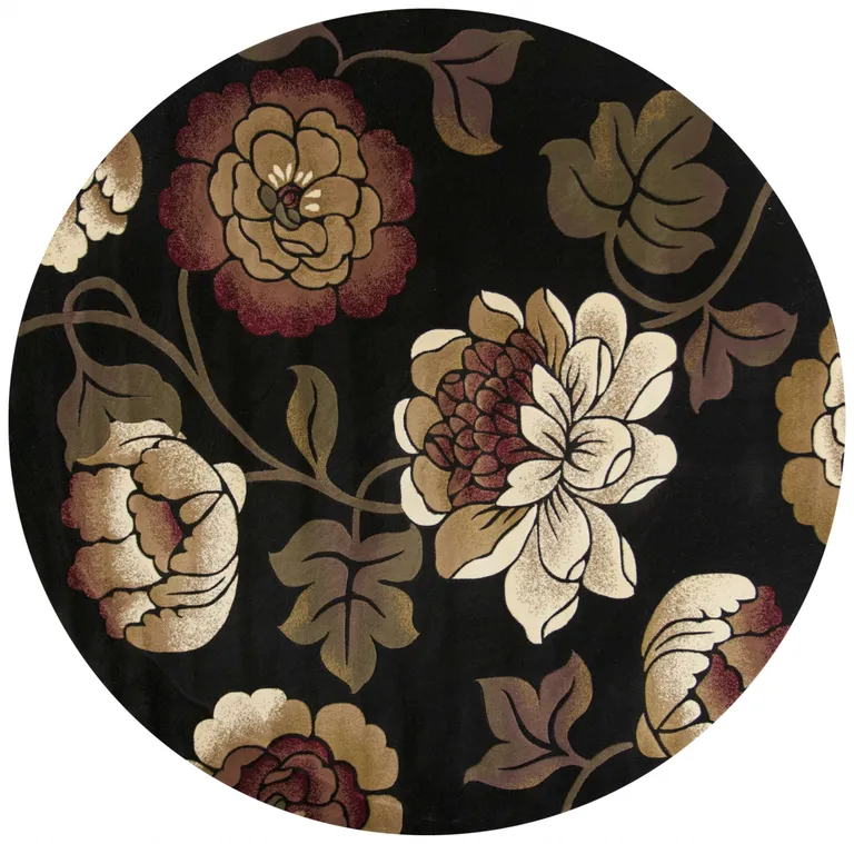 Black Floral Indoor Area Rug Photo 4