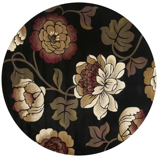 Black Floral Indoor Area Rug Photo 4