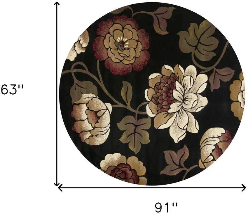 Black Floral Indoor Area Rug Photo 6