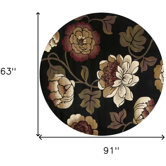 Black Floral Indoor Area Rug Photo 6