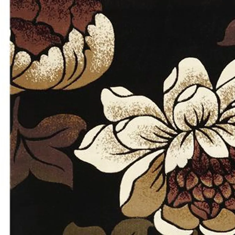 Black Floral Indoor Area Rug Photo 4