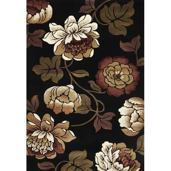 Black Floral Indoor Area Rug Photo 2