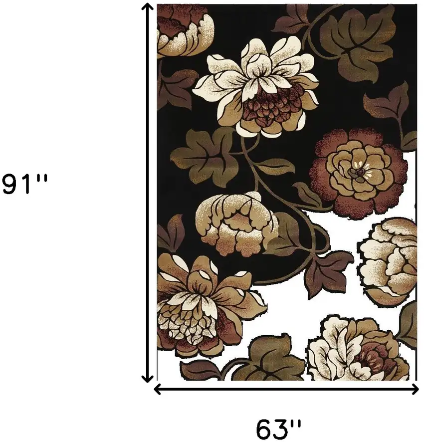 Black and Tan Floral Area Rug Photo 9