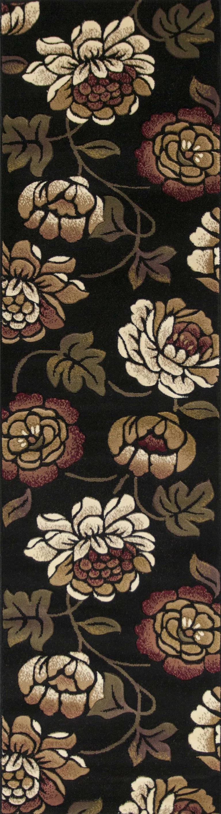 Black Floral Indoor Area Rug Photo 3