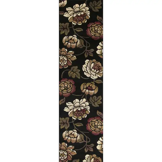 Black Floral Indoor Area Rug Photo 3