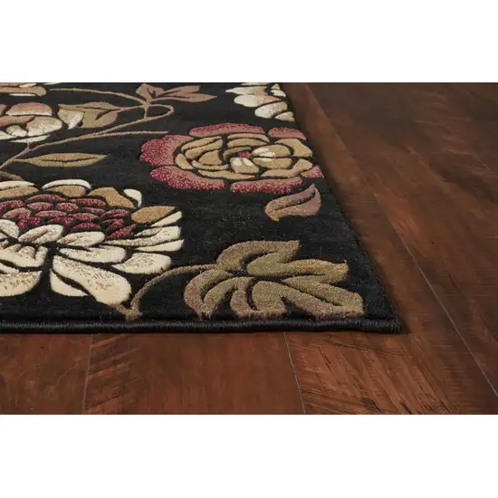 Black Floral Indoor Area Rug Photo 5