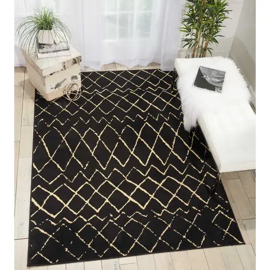 Black Floral Power Loom Area Rug Photo 4