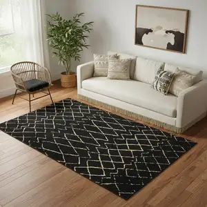 Photo of Black Floral Power Loom Area Rug