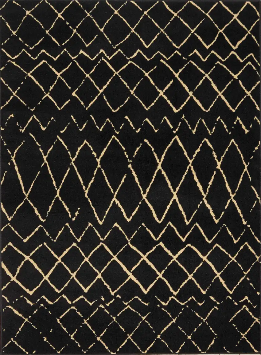 Black Floral Power Loom Area Rug Photo 2