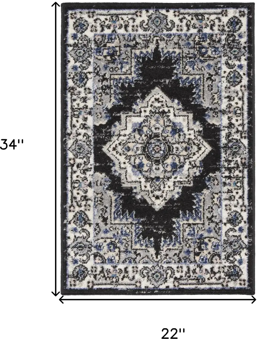 Black Floral Power Loom Distressed Area Rug Photo 6