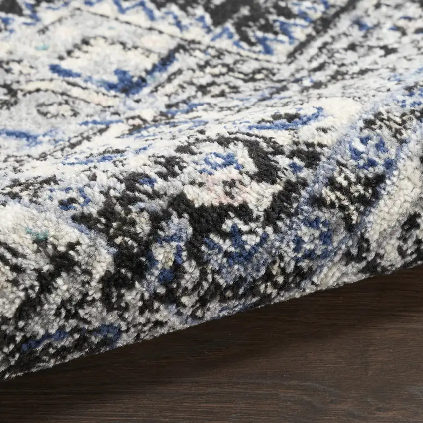 Black Floral Power Loom Distressed Area Rug Photo 9