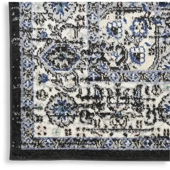 Black Floral Power Loom Distressed Area Rug Photo 8