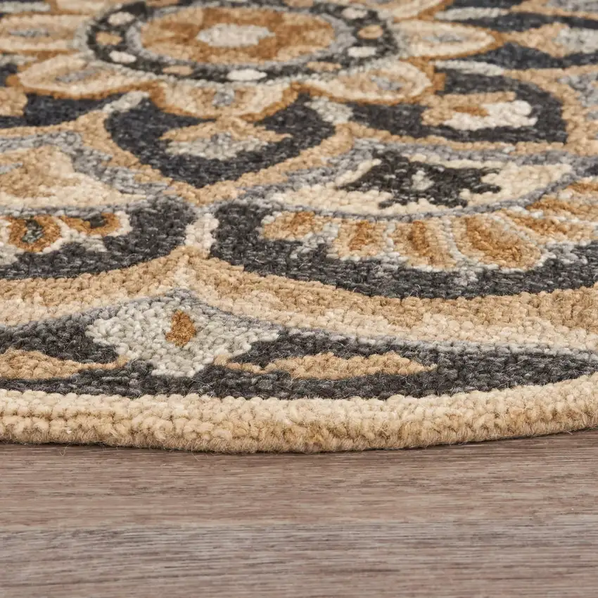 Black Flower Blossom Area Rug Photo 3