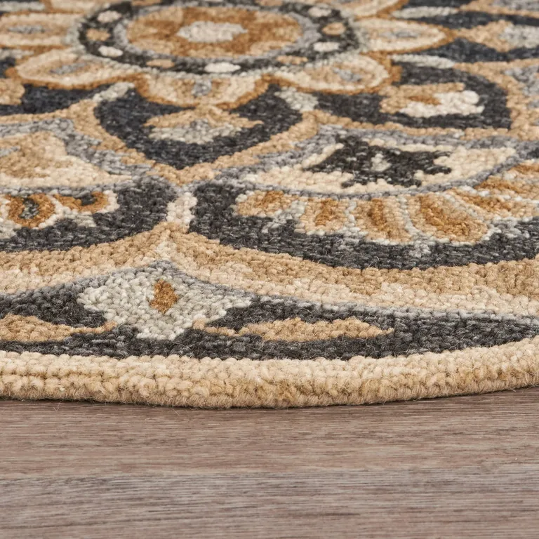 Black Flower Blossom Area Rug Photo 3
