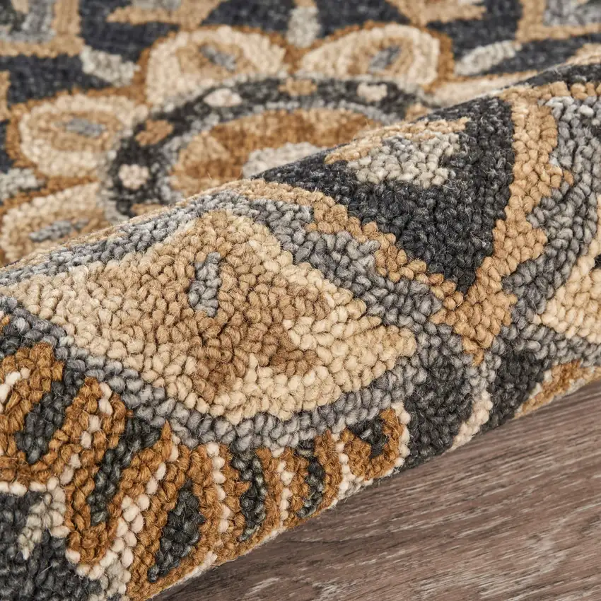 Black Flower Blossom Area Rug Photo 6