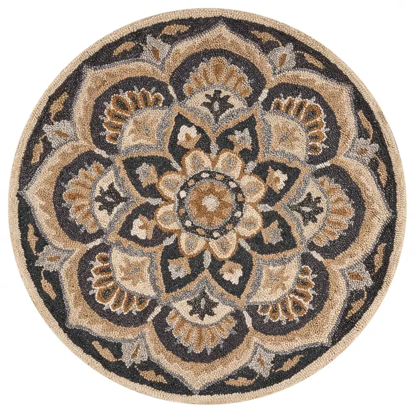 Black Flower Blossom Area Rug Photo 1