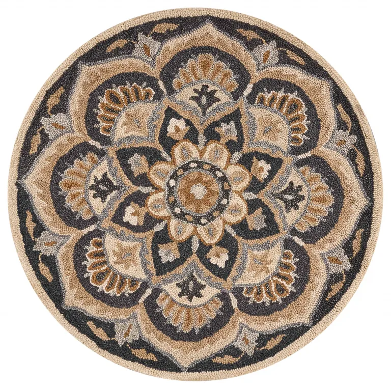 Black Flower Blossom Area Rug Photo 1