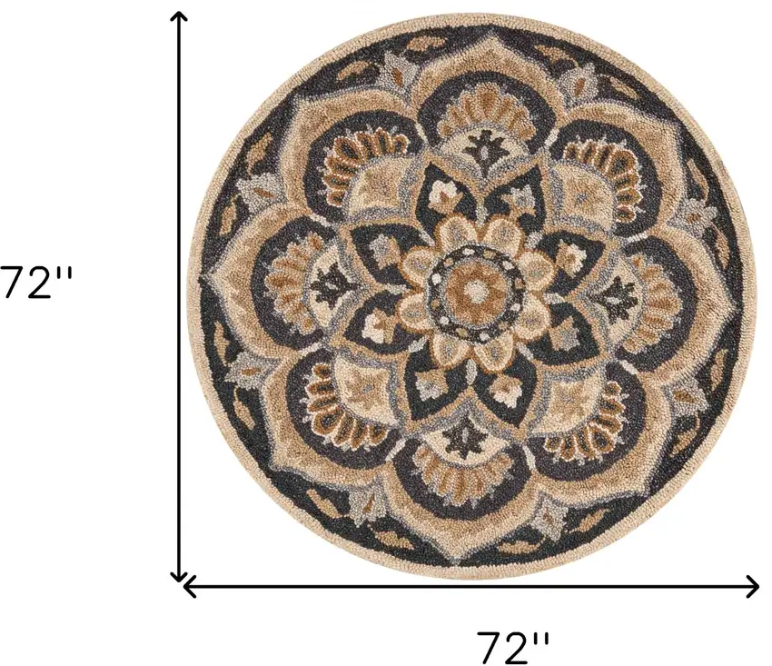 Black Flower Blossom Area Rug Photo 11