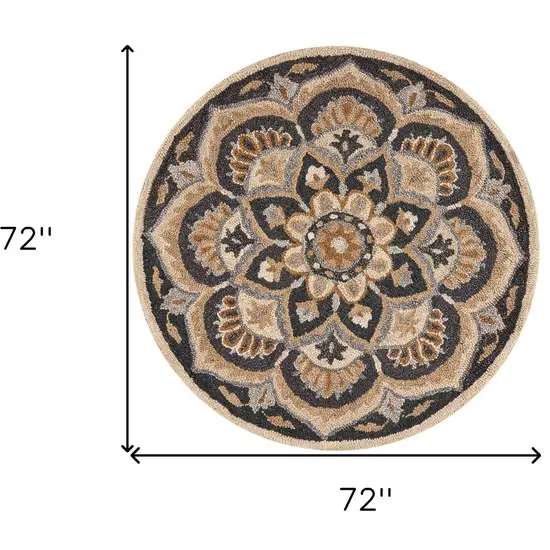 Black Flower Blossom Area Rug Photo 11