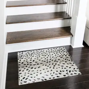 Photo of Black Gazelle Print Shag Handmade Non Skid Area Rug