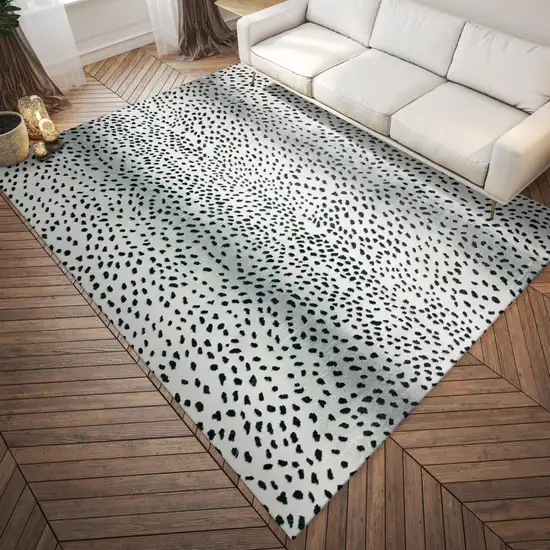 Black Gazelle Print Shag Handmade Non Skid Area Rug Photo 1