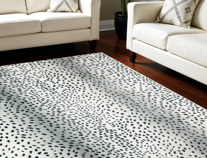 Black Gazelle Print Shag Handmade Non Skid Area Rug Photo 1