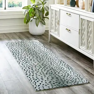Photo of Black Gazelle Print Shag Handmade Non Skid Runner Rug