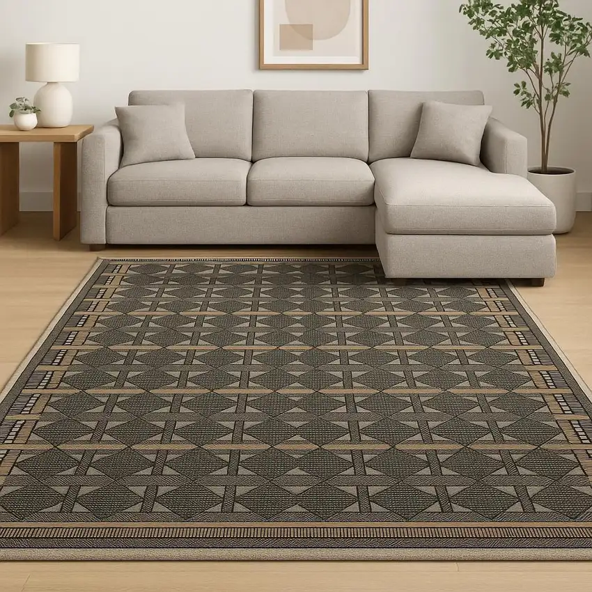 Black Geometric Area Rug Photo 1