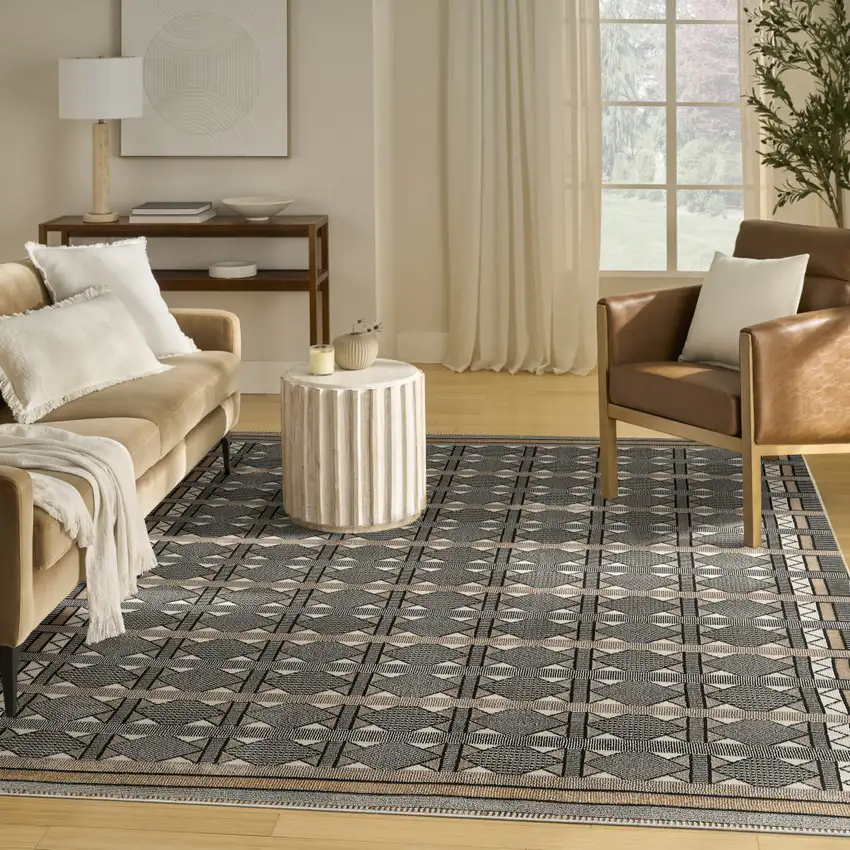 Black Geometric Area Rug Photo 7