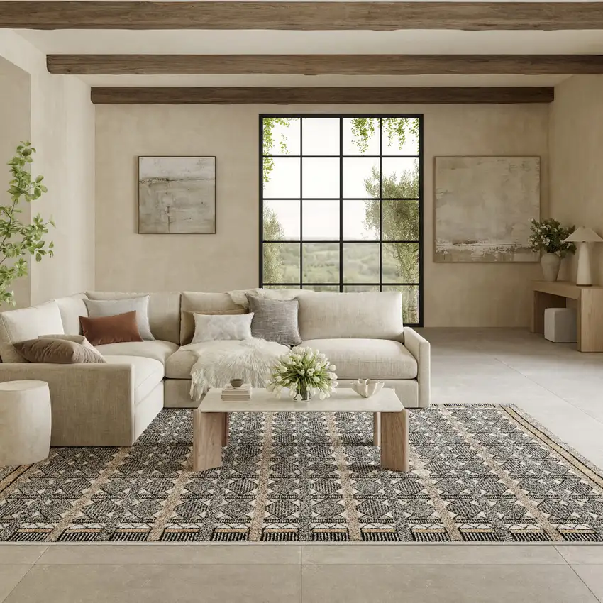 Black Geometric Area Rug Photo 5