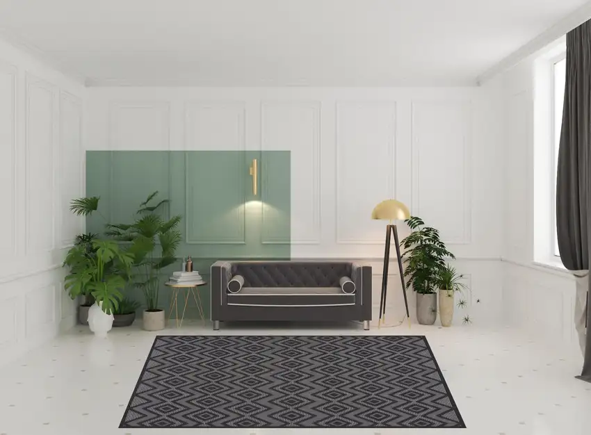 Black Geometric Flatweave Area Rug Photo 2