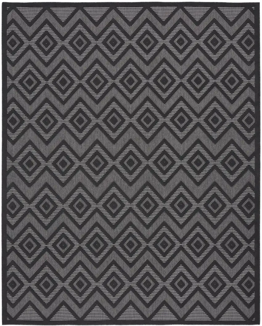 Black Geometric Flatweave Area Rug Photo 1