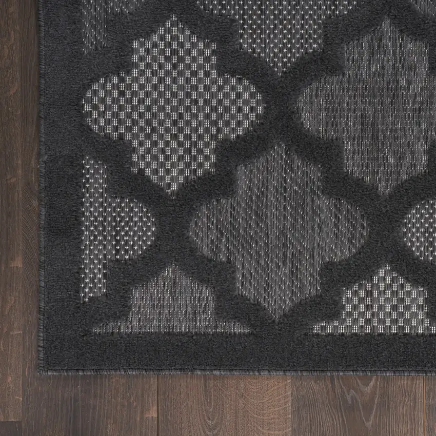 Charcoal and Gray Indoor Outdoor Area Rug Photo 8