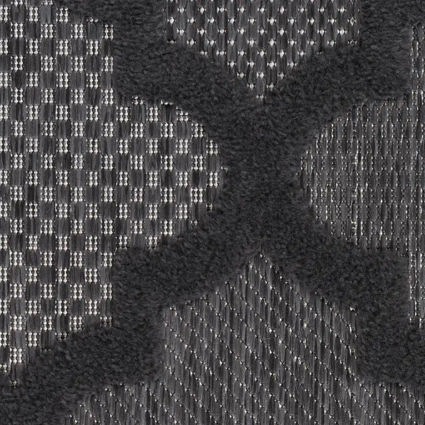 Charcoal and Gray Indoor Outdoor Area Rug Photo 9