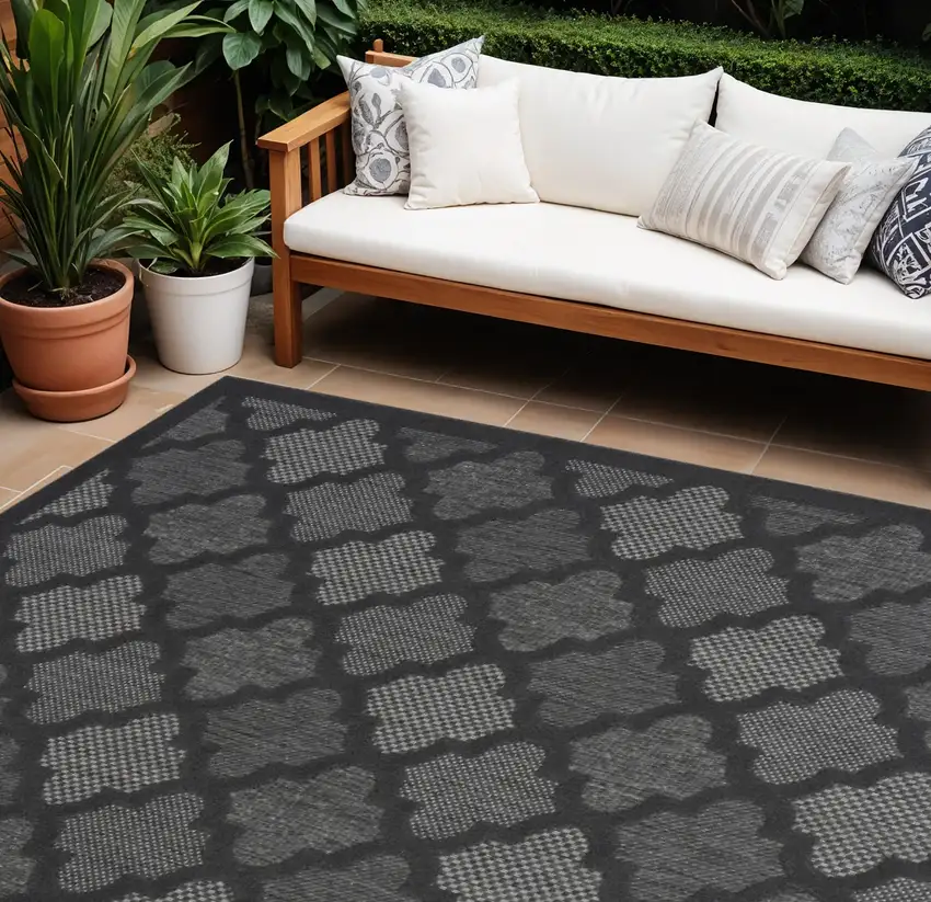 Charcoal and Gray Indoor Outdoor Area Rug Photo 1