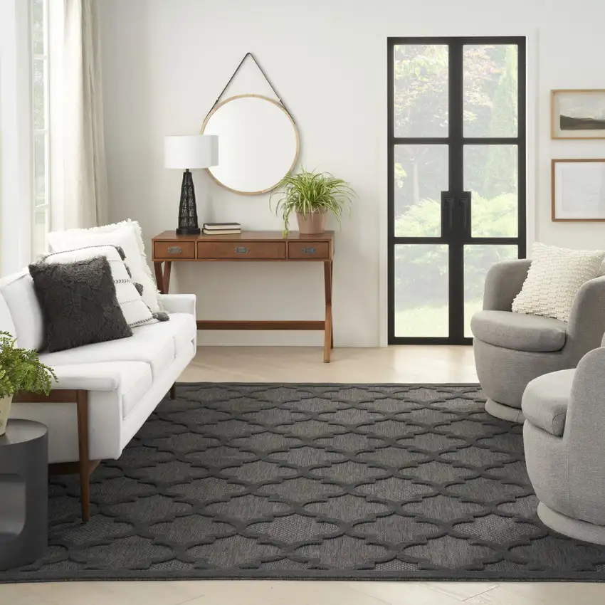Charcoal And Gray Indoor Outdoor Area Rug Photo 7
