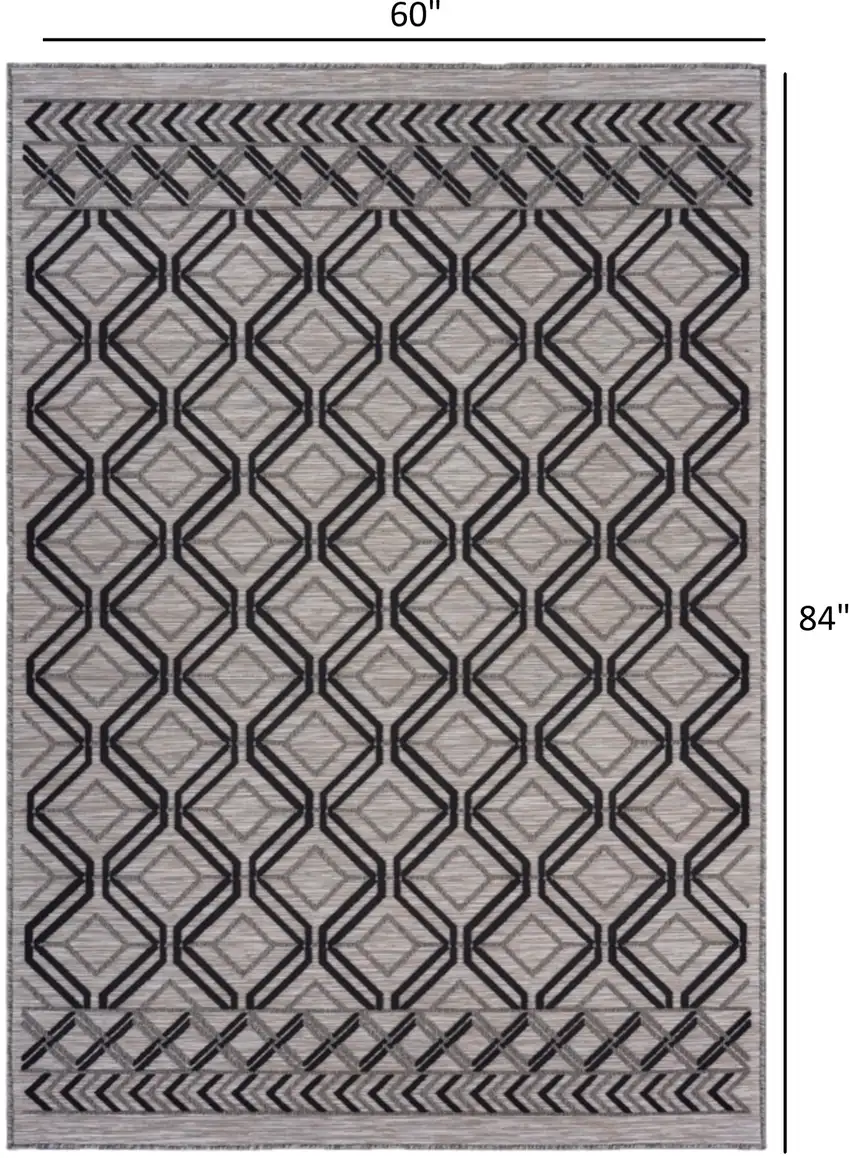 Black Geometric Indoor Outdoor Area Rug Photo 7
