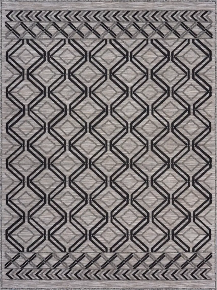 Black Geometric Indoor Outdoor Area Rug Photo 1