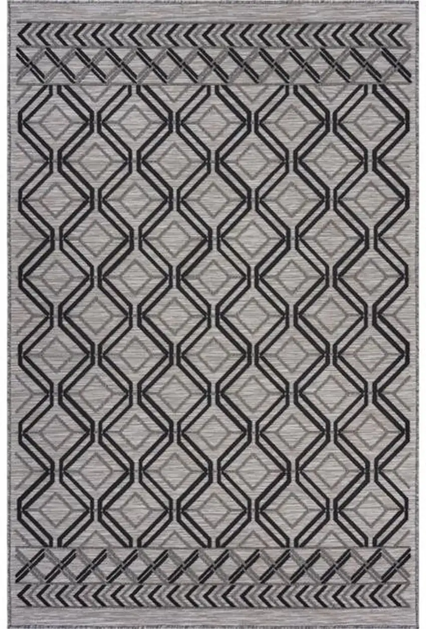 Black Geometric Indoor Outdoor Area Rug Photo 2