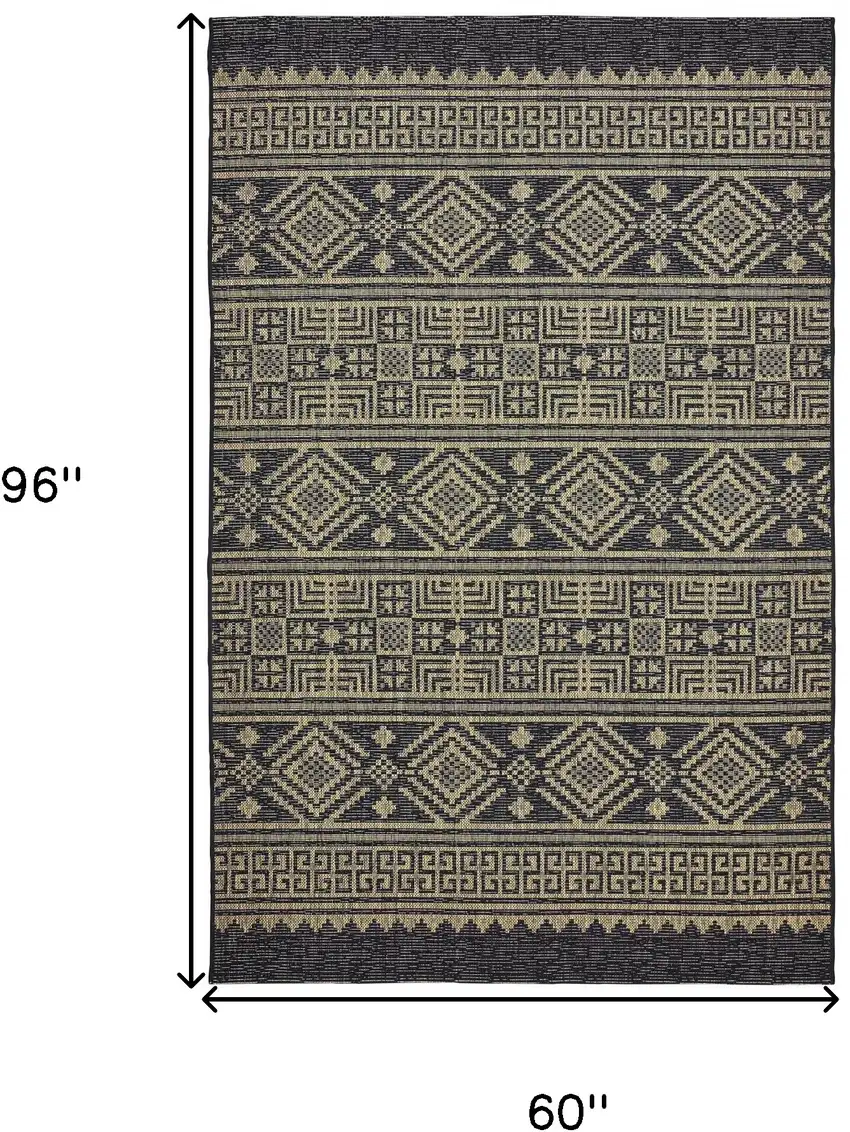 Black Geometric Indoor Outdoor Area Rug Photo 9