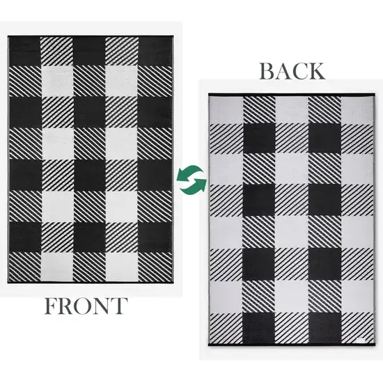 Black Geometric Indoor Outdoor Area Rug Photo 8