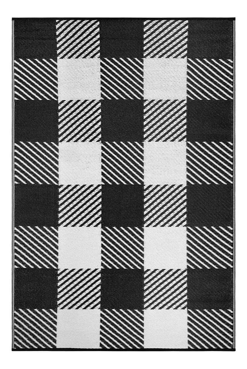 Black Geometric Indoor Outdoor Area Rug Photo 2