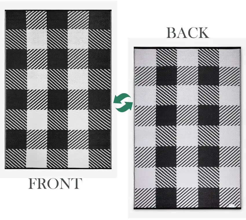 Black Geometric Indoor Outdoor Area Rug Photo 8