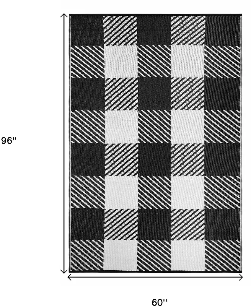 Black Geometric Indoor Outdoor Area Rug Photo 3